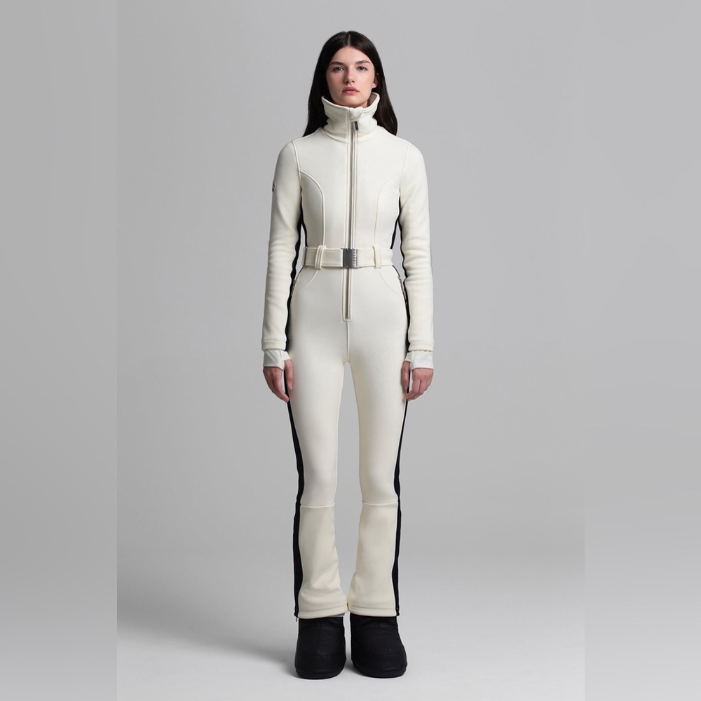 NWT White Cordova OTB Fit Flare One Piece Ski Suit White Black Jumpsuit P XS 0 2 - Picture 3 of 14